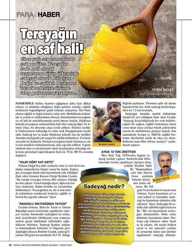 Tereyağın en saf hali! - Para  Haber - 26 Mart 2021
